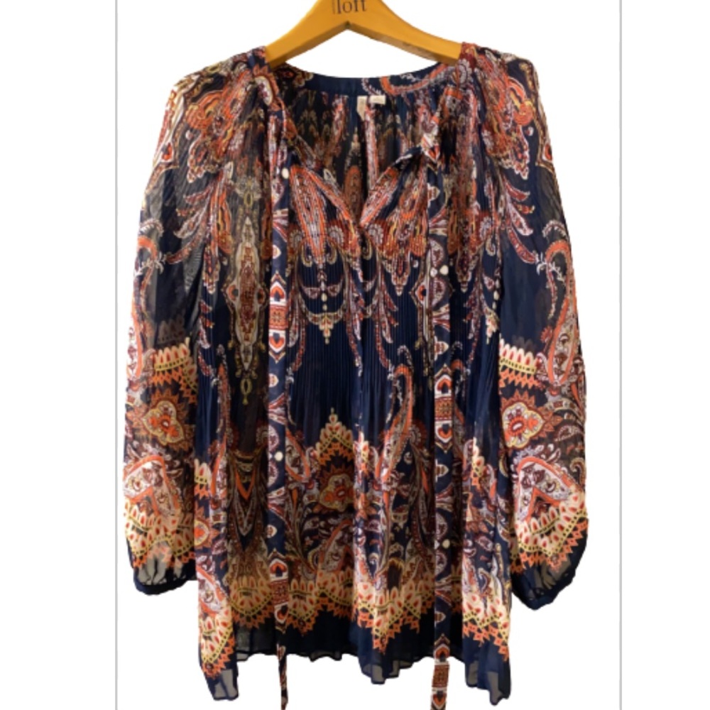 Boho Peasant blouse with accordion pleats